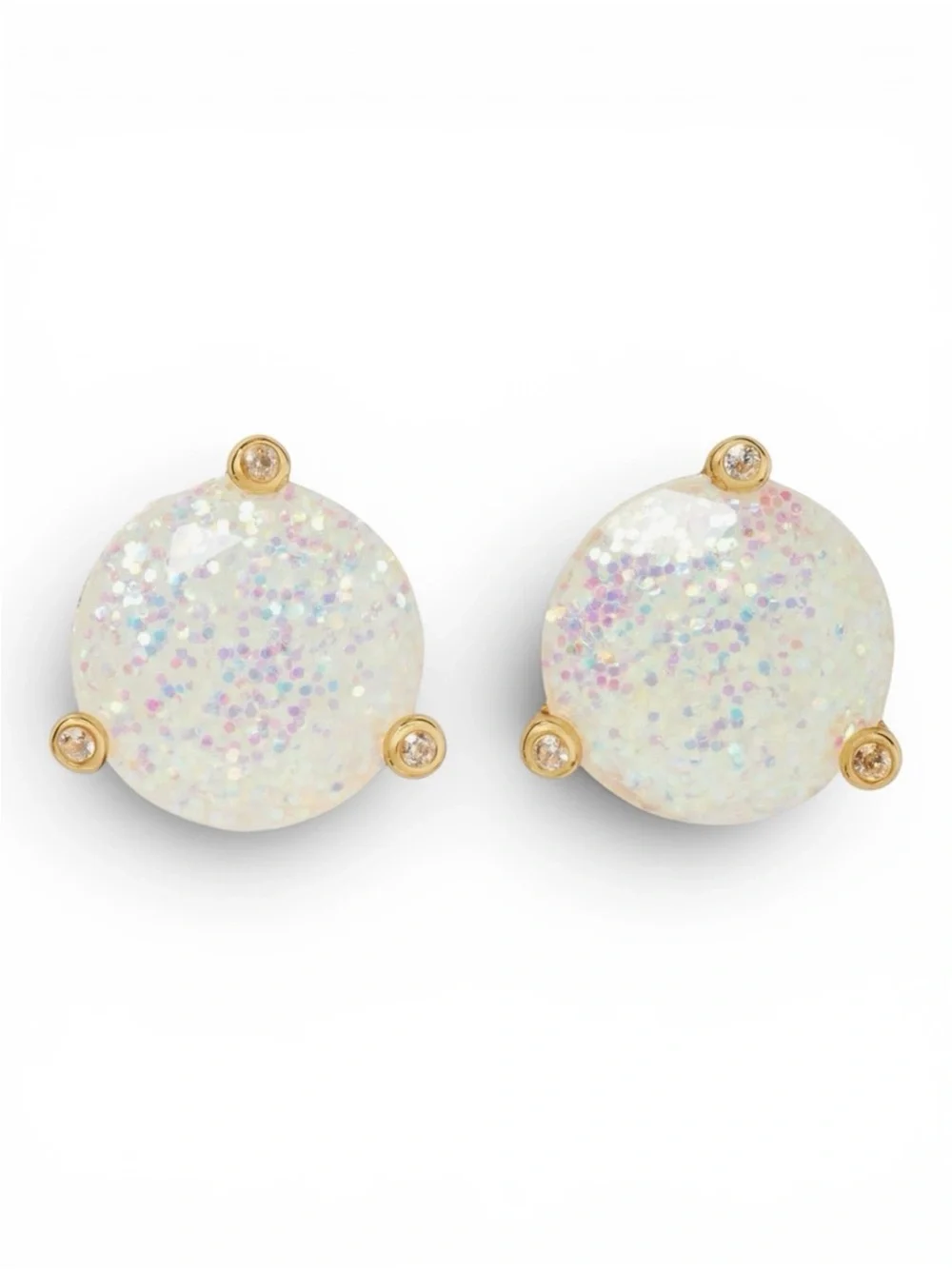 Kate Spade Rise & Shine Glitter Opal Stud Earrings Gold NWT